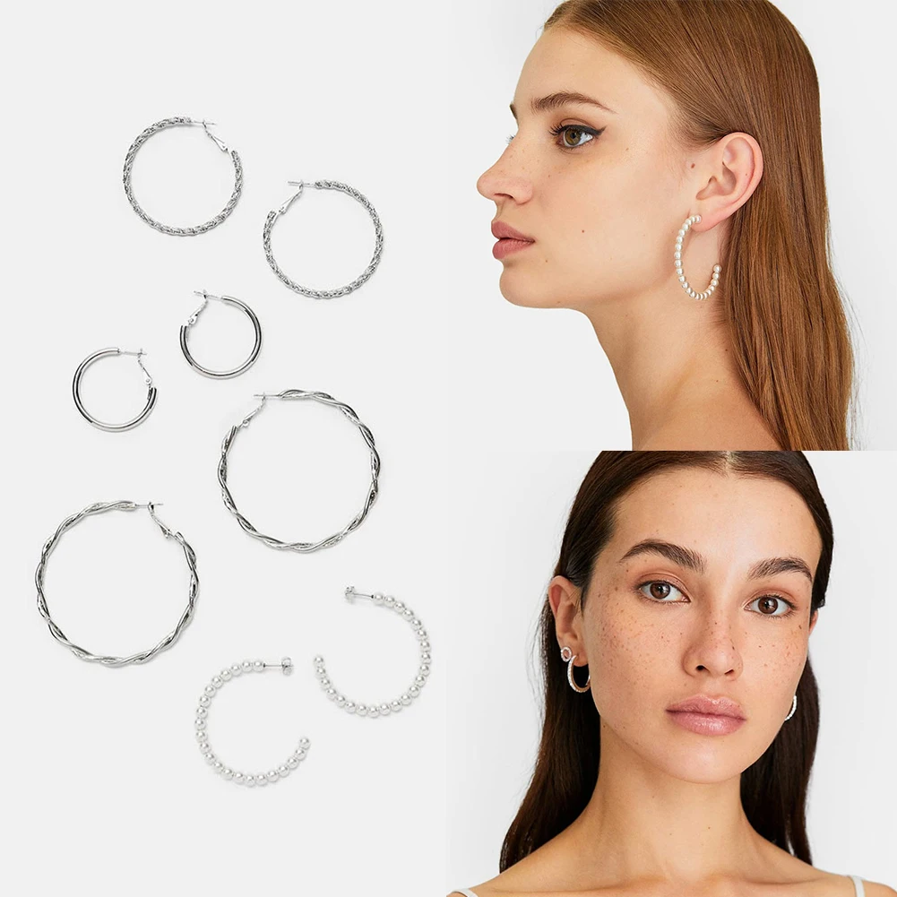 Flatfoosie New 4 Pairs/Set Silver Color Crystal Drop Earrings For Women Circle Geometric Rhinestone Drop Earring Wedding Jewelry
Flatfoosie New 4 Pairs/Set Silver Color Crystal Drop Earrings For Women Circle Geometric Rhinestone Drop Earring Wedding Jewelry