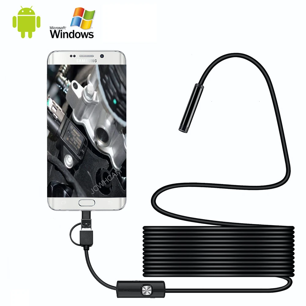 

New 1080P HD Android USB-C Endoscope Camera 8mm Lens With Led Light IP67 Snake Semi Rigid Cable Borescope Inspection Camera