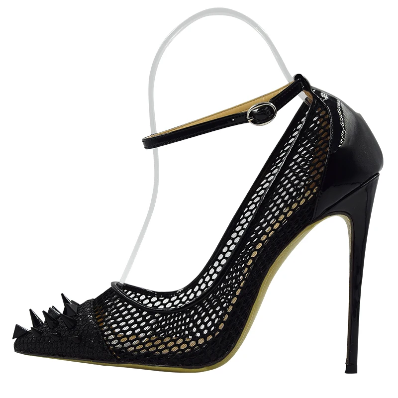 Plus Size 34-45 Black Mesh Cloth Glitter Spikes Pointed Toe Ankle Straps Women High Heels Shoes
Plus Size 34-45 Black Mesh Cloth Glitter Spikes Pointed Toe Ankle Straps Women High Heels Shoes