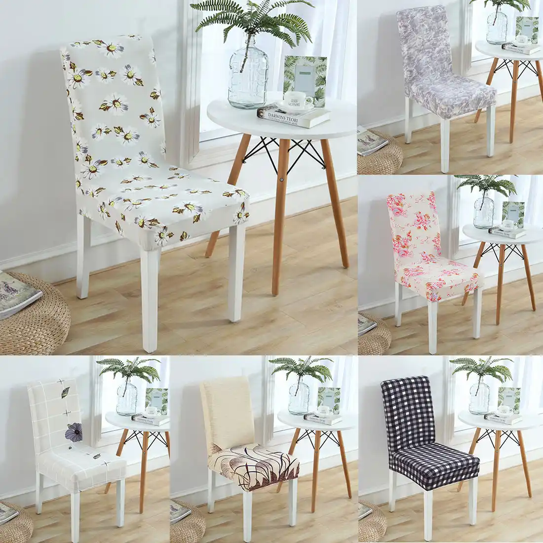 1pcs Chair Covers Spandex Brown Sliver Elastic Chair Covers