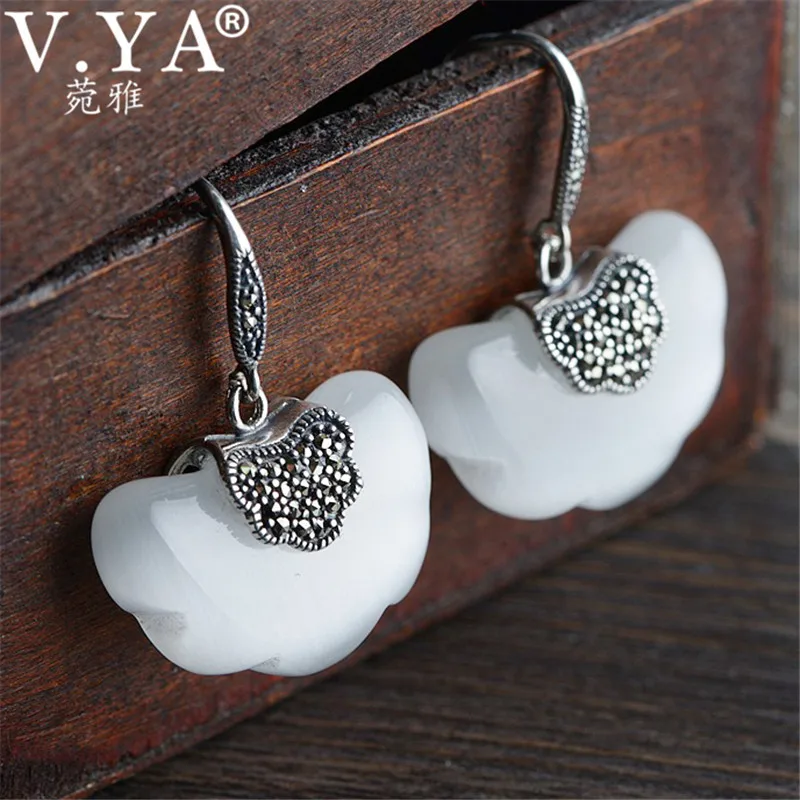 V.YA Handmade White Opal Marcasite Earrings 925 Sterling Silver Fine Jewelry Drop Earrings for Women Ladies
V.YA Handmade White Opal Marcasite Earrings 925 Sterling Silver Fine Jewelry Drop Earrings for Women Ladies