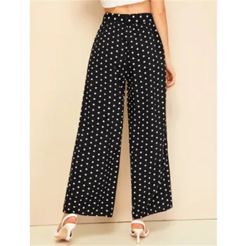 Newest Polka Dot Print Women Flared Pants Elegant Side Split Wide Leg Pants Women Casual Loose High Waist Sashes Trousers Ladies
Newest Polka Dot Print Women Flared Pants Elegant Side Split Wide Leg Pants Women Casual Loose High Waist Sashes Trousers Ladies