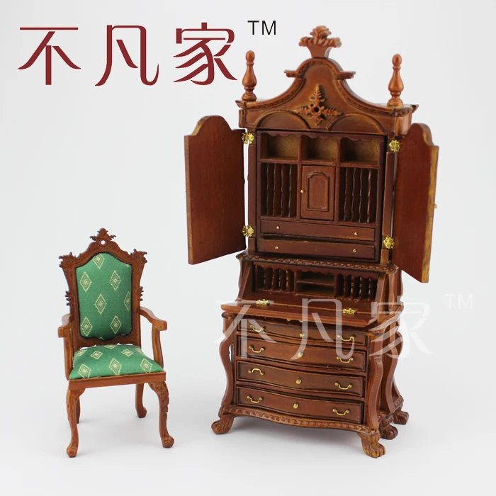 Кукольный домик 1/12 масштаб миниатюрная мебель ручной резной кабинет коллекция