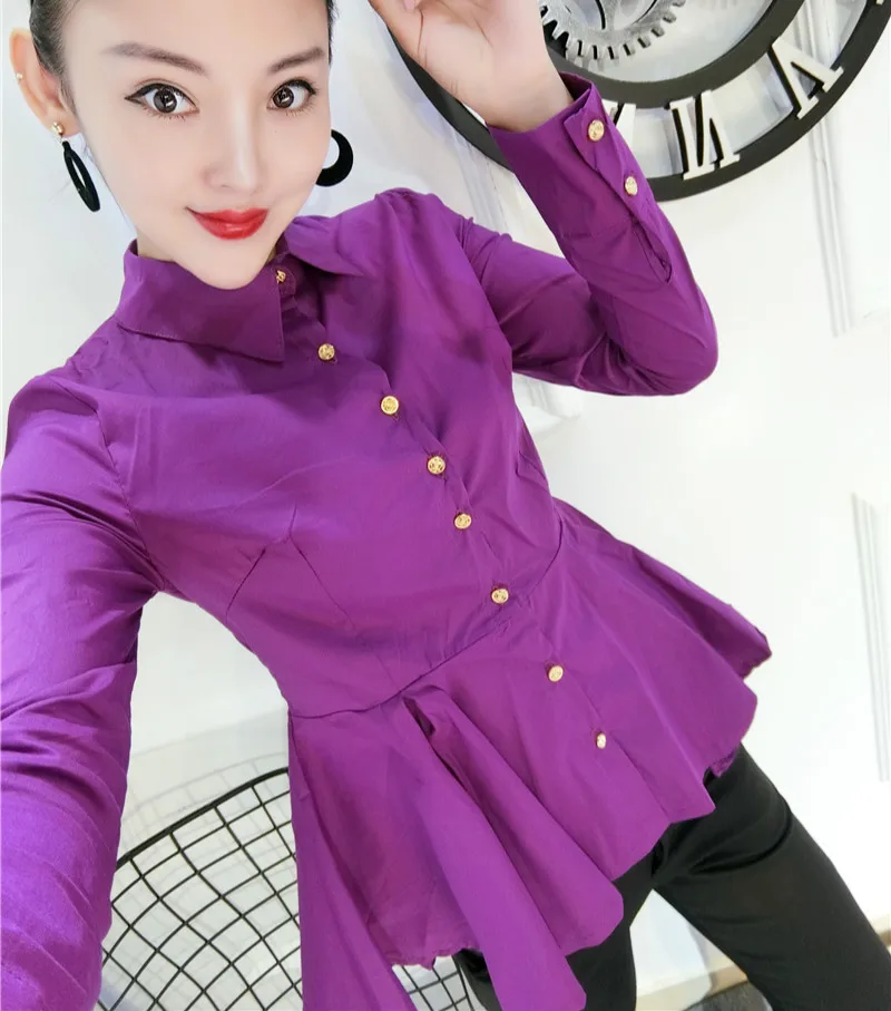 2018 Autumn Long Sleeve Turn Down Collar Cotton Peplum Tops Lady Work Wear Peplum Shirts Lady Ruffles Peplum Tops
2018 Autumn Long Sleeve Turn Down Collar Cotton Peplum Tops Lady Work Wear Peplum Shirts Lady Ruffles Peplum Tops