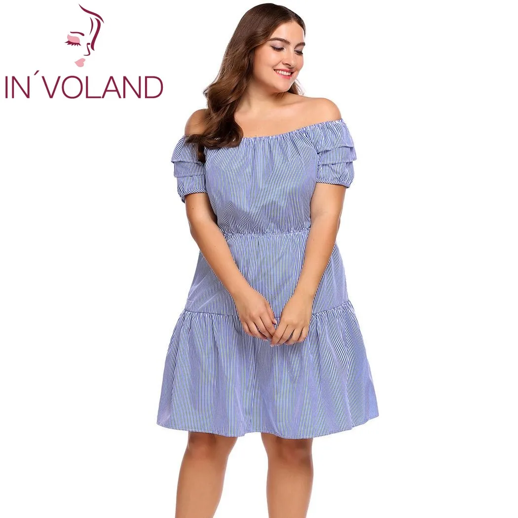 IN'VOLAND Women Dress Plus Size L-4XL Off Shoulder Short Sleeve Stripe Layered Ruffle Strapless Party Dresses Vestidos Big Size
IN'VOLAND Women Dress Plus Size L-4XL Off Shoulder Short Sleeve Stripe Layered Ruffle Strapless Party Dresses Vestidos Big Size