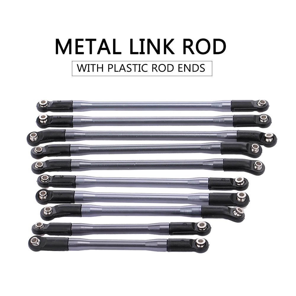 New 10pcs Metal Link W/ Plastic Rod Ends for Axial SCX10 II 90046 90047 RC Crawler Car
New 10pcs Metal Link W/ Plastic Rod Ends for Axial SCX10 II 90046 90047 RC Crawler Car