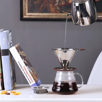 500ML pour over Coffee Server and V60-02 Coffee Dripper Sets Brewer coffee Percolators stainless steel filter and glass server
500ML pour over Coffee Server and V60-02 Coffee Dripper Sets Brewer coffee Percolators stainless steel filter and glass server