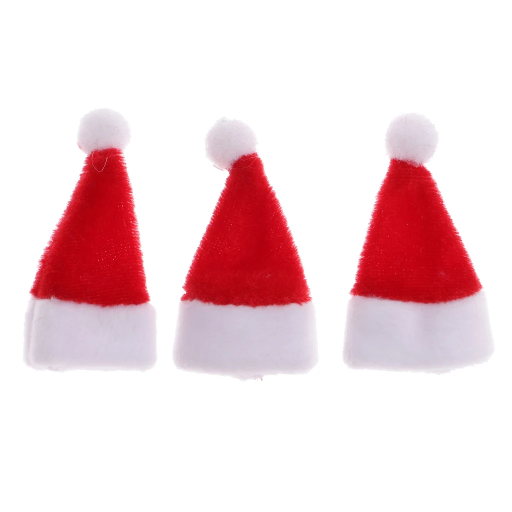 3pcs 1/12 Scale Santa Claus Hat Dollhouse Miniature Christmas Life Scenes Decoration Accessories