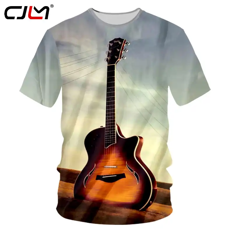 t shirt with guitar print