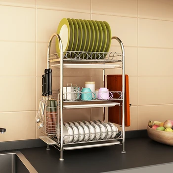 Stainless Steel Kitchen Racks Dish Rack Drain Rack Wash Plate Rack Tableware Storage Box Three-layer Large
Stainless Steel Kitchen Racks Dish Rack Drain Rack Wash Plate Rack Tableware Storage Box Three-layer Large
