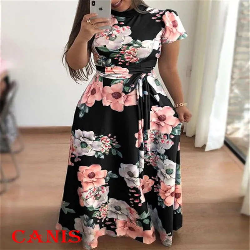 Women Summer Clothes Turtleneck Casual Floral Print Short Sleeve Boho Maxi Dress Party Beach Sundress Regular Size Polyester
Women Summer Clothes Turtleneck Casual Floral Print Short Sleeve Boho Maxi Dress Party Beach Sundress Regular Size Polyester