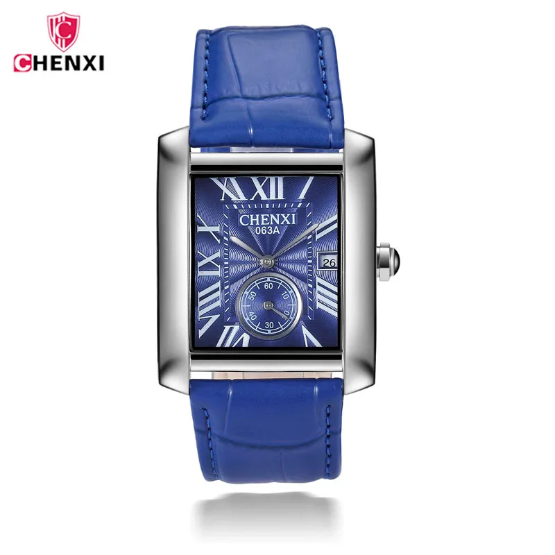 

CHENXI Classic Design Rectangular top Luxury Brand Fashion Leather Watch Man Calendar Quartz Gold Wristwatch relogio Masculino43