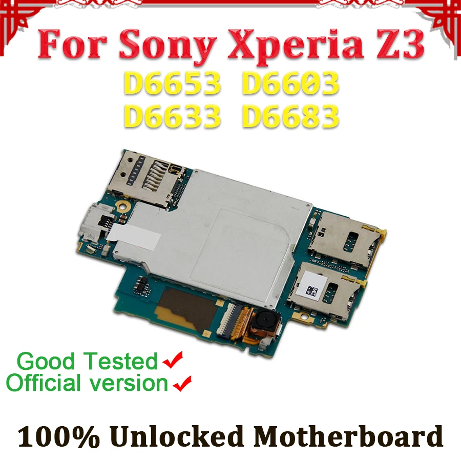 TDHHX 100% Original Unlocked for Sony Xperia Z3 Motherboard,For Sony Z3 D6653 D6603 D6633 D6683 Logic Board with Android System
TDHHX 100% Original Unlocked for Sony Xperia Z3 Motherboard,For Sony Z3 D6653 D6603 D6633 D6683 Logic Board with Android System