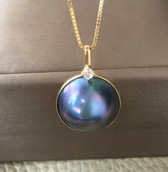 gorgeous 15-16mm Japan Akoya black blue Mabe pearl pendant 18inch 18k solid gold
gorgeous 15-16mm Japan Akoya black blue Mabe pearl pendant 18inch 18k solid gold