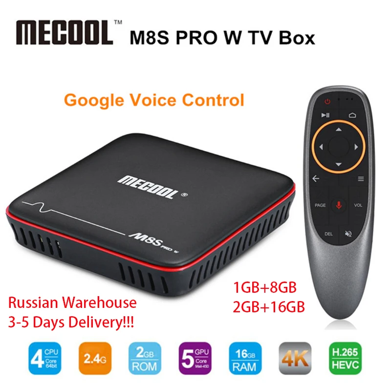 

Mecool M8S PRO W Amlogic S905W ATV Voice Control Android TV BOX 7.1 Quad Core 2GB RAM 16GB ROM Support Wifi HD Smart IPTV Box