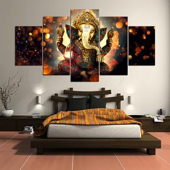 Wall Abstract Pop Canvas Painting 5 Pieces Ganesh Elephant Trunk God Modular Picture Frame Animal Poster HD Prints Decor Room
Wall Abstract Pop Canvas Painting 5 Pieces Ganesh Elephant Trunk God Modular Picture Frame Animal Poster HD Prints Decor Room