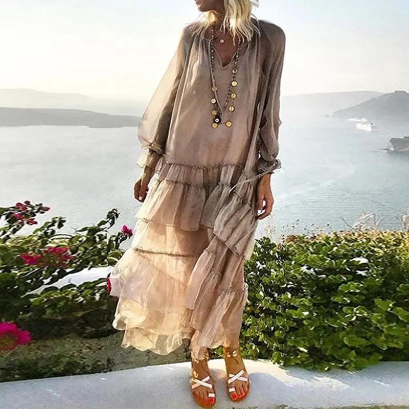 Boho Summer Travel Beach Gary Plus Size Party Women Midi Dresses Casual Chiffon Plain Pleated Mesh Sweet Female Fashion Dress
Boho Summer Travel Beach Gary Plus Size Party Women Midi Dresses Casual Chiffon Plain Pleated Mesh Sweet Female Fashion Dress