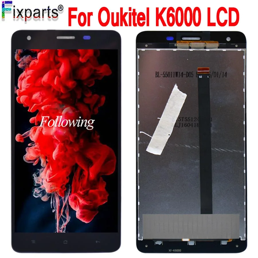 ЖК дисплей 5 дюйма Oukitel K6000 Plus с сенсорной панелью дигитайзер в сборе запасные