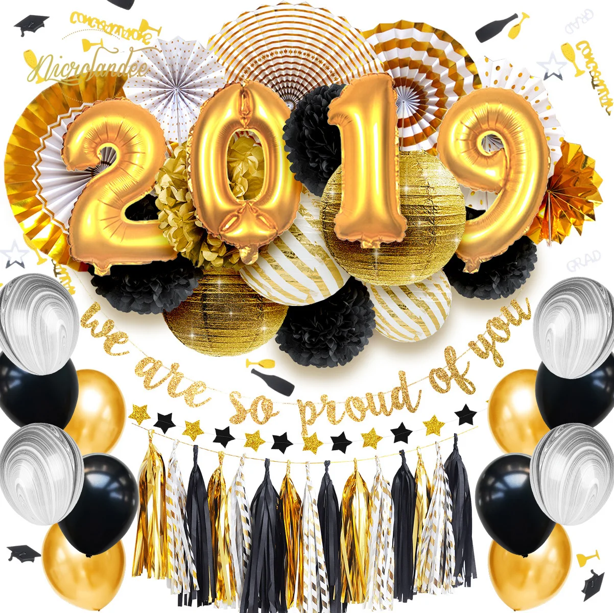 NICROLANDEE 49 pcs/set Graduation 2019 We Are So Pround of You Gold Black Party Decoration Kit Balllons Flowers DIY Home Decor
NICROLANDEE 49 pcs/set Graduation 2019 We Are So Pround of You Gold Black Party Decoration Kit Balllons Flowers DIY Home Decor