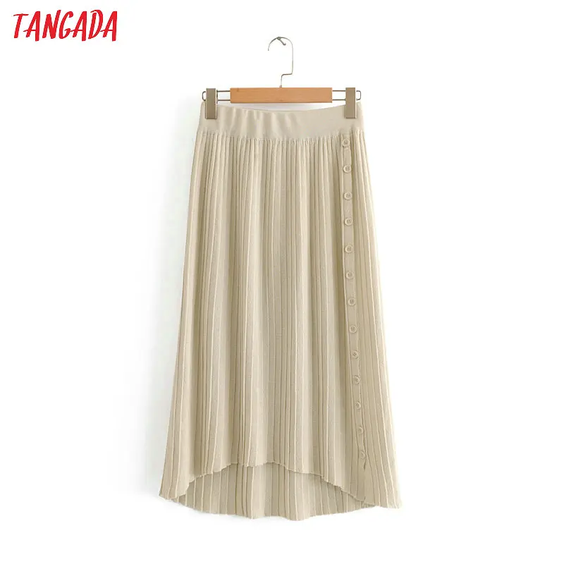 Tangada women elegant pleated knit midi skirt buttons 2019 autumn winter fashion beige black office ladies work skirts BG02
Tangada women elegant pleated knit midi skirt buttons 2019 autumn winter fashion beige black office ladies work skirts BG02
