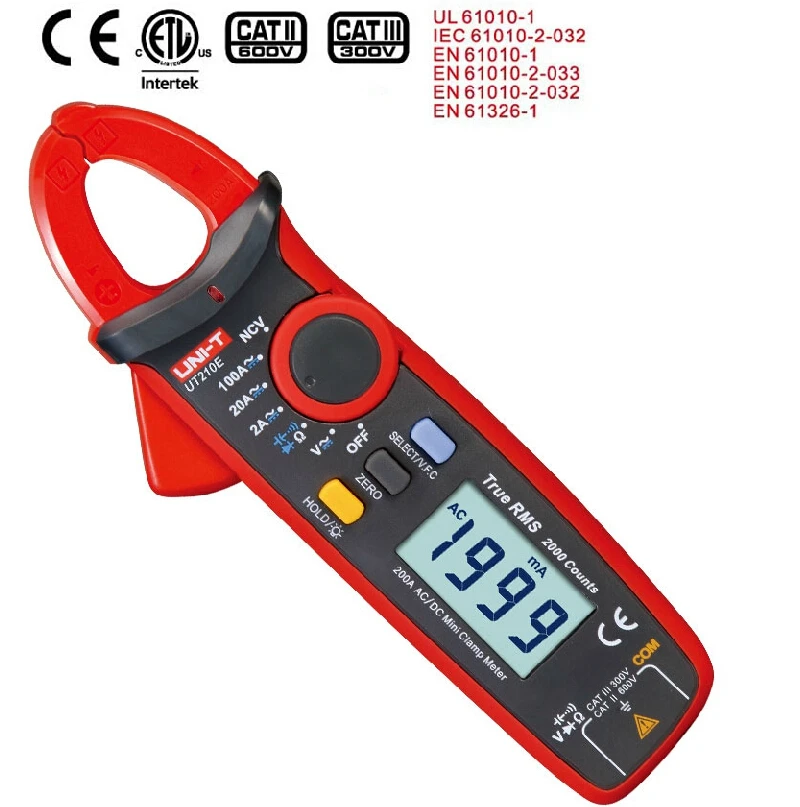 UNI T UT210E TRUE RMS Digital Clamp Meter AC DC Multimeter Auto range Current Clamp Pincers Voltmeter Ammeter Ohmmeter VFC NCV
UNI T UT210E TRUE RMS Digital Clamp Meter AC DC Multimeter Auto range Current Clamp Pincers Voltmeter Ammeter Ohmmeter VFC NCV