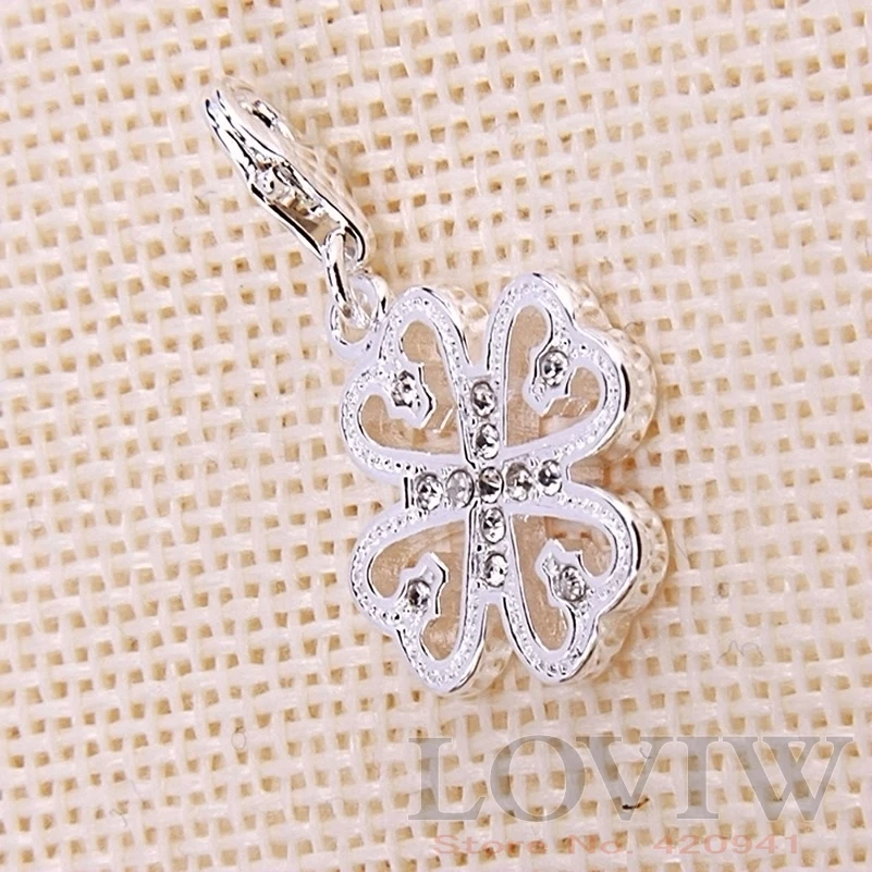 

Silver Clover Charm Pendant with lobster clasp thomas sabor cloverleaf Bijoux For Lady DIY Accessories NEW Gift Fashion Jewerly