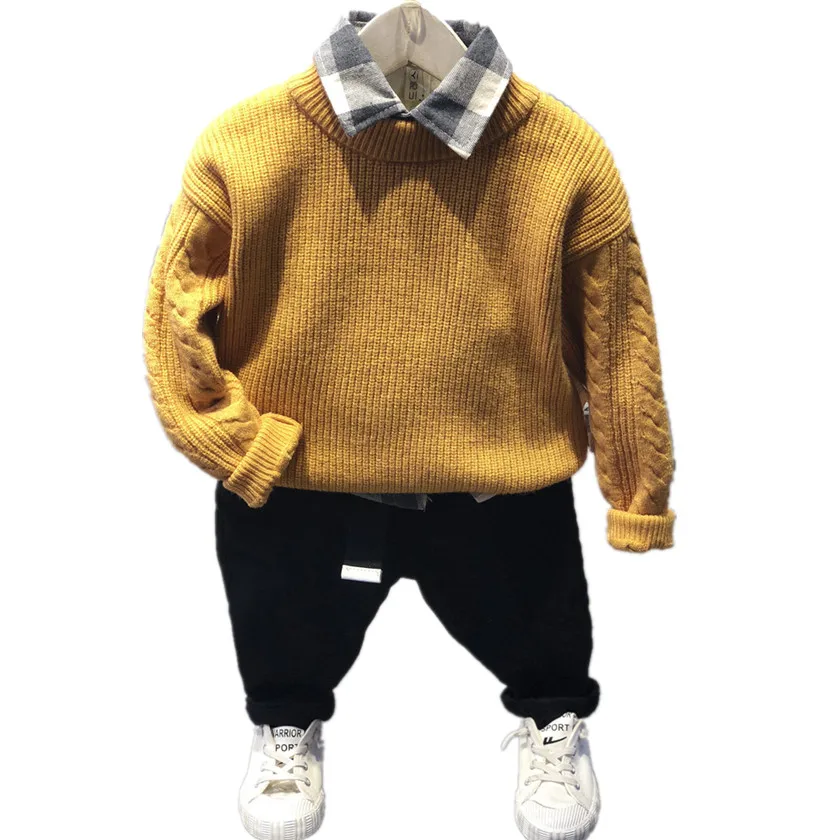 Winter Baby Boy Clothes Sweater+Black pant+Plaid shirt Cotton Boy Sweater Set Childrens Casual Thicken 3Pcs Set Hot Sale S8D309A
Winter Baby Boy Clothes Sweater+Black pant+Plaid shirt Cotton Boy Sweater Set Childrens Casual Thicken 3Pcs Set Hot Sale S8D309A