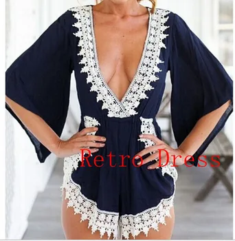 Hot Sale 2016 Summer Women Casual Loose White Lace Floral V-Neck Jumpsuits Rompers Short Pants Plus Size Elegant Jumpsuit S-XL
Hot Sale 2016 Summer Women Casual Loose White Lace Floral V-Neck Jumpsuits Rompers Short Pants Plus Size Elegant Jumpsuit S-XL