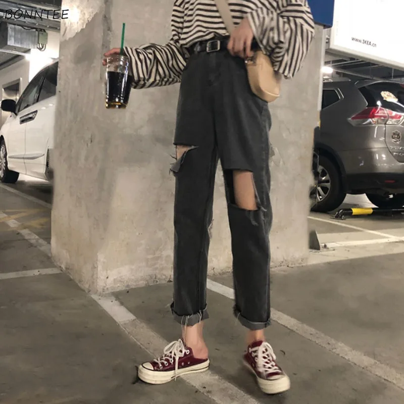 Jeans Women Hole Trendy Soft Simple All-match Elegant Loose Womens Long Trousers Korean Style High Waist Female Daily 2019 Chic
Jeans Women Hole Trendy Soft Simple All-match Elegant Loose Womens Long Trousers Korean Style High Waist Female Daily 2019 Chic
