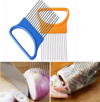 New Arrival Convenient Kitchen Cooking Tool Onion Tomato Vegetable Slicer Cutting Aid Guide Holder Fruit Slicing Cutter Gadget