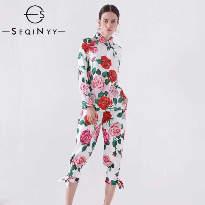 SEQINYY Women Set 2020 Summer Spring New Fashion Design Long Sleeve Shirt + Loose Pants Rose Flowers Printed Casual Suit
SEQINYY Women Set 2020 Summer Spring New Fashion Design Long Sleeve Shirt + Loose Pants Rose Flowers Printed Casual Suit