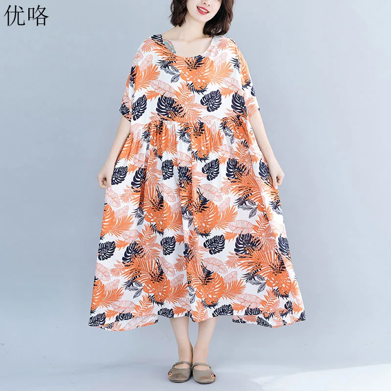Plus Size Boho Dresses For Women 2019 Summer Art Leaf Print Sundress Loose Casual Cotton Linen Beach Dress Large Size Maxi Dress
Plus Size Boho Dresses For Women 2019 Summer Art Leaf Print Sundress Loose Casual Cotton Linen Beach Dress Large Size Maxi Dress