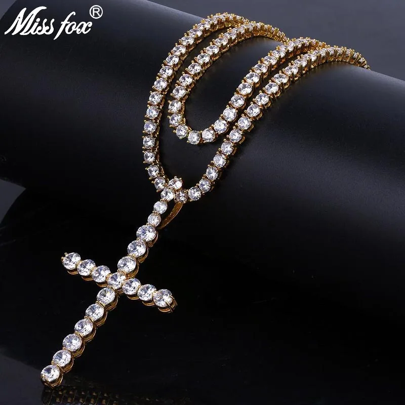 Фото MISSFOX хип хоп Египетский Bling Cross Ankh Key ожерелья и подвески для - купить