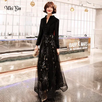 weiyin 2020 Long Sleeve Evening Dress Velour Abiti Da Cerimonia Arabic BlackFormal Dress Long Party Prom Gowns WY1447
weiyin 2020 Long Sleeve Evening Dress Velour Abiti Da Cerimonia Arabic BlackFormal Dress Long Party Prom Gowns WY1447