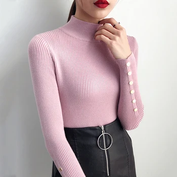 Half Turtleneck Cashmere Sweater 2018 New Autumn Winter Thick Knitted Women Sweater Fashion Slim Button Stretch sweater YP1125
Half Turtleneck Cashmere Sweater 2018 New Autumn Winter Thick Knitted Women Sweater Fashion Slim Button Stretch sweater YP1125