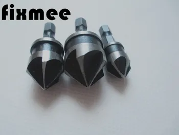 Fixmee 3pcs Hex Shank 5 Flute 90 Dgree Black Oxide Countersink Drill Bit Set Chamfer Tool Wood End Milling Cutter 1/2" 5/8" 3/4"
Fixmee 3pcs Hex Shank 5 Flute 90 Dgree Black Oxide Countersink Drill Bit Set Chamfer Tool Wood End Milling Cutter 1/2" 5/8" 3/4"