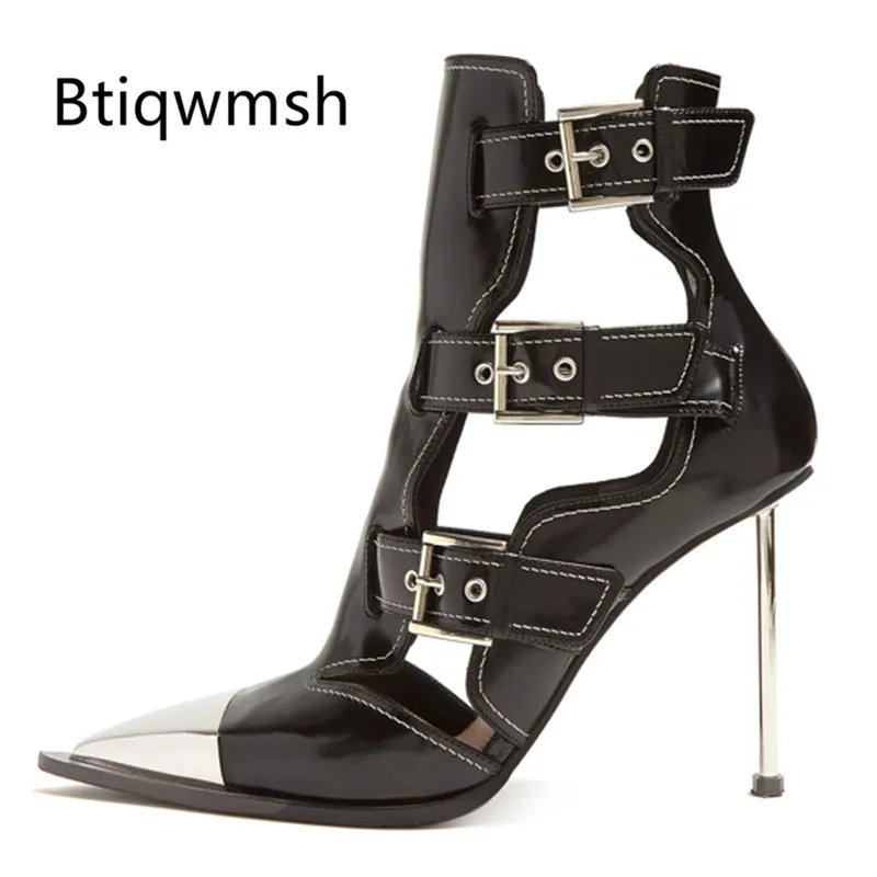 2019 Chic Design Real Leather Ankle Boots Women Metal Pointed Toe Three Belt Cut Out Metal High Heel Shoes Woman Summer Boots
2019 Chic Design Real Leather Ankle Boots Women Metal Pointed Toe Three Belt Cut Out Metal High Heel Shoes Woman Summer Boots