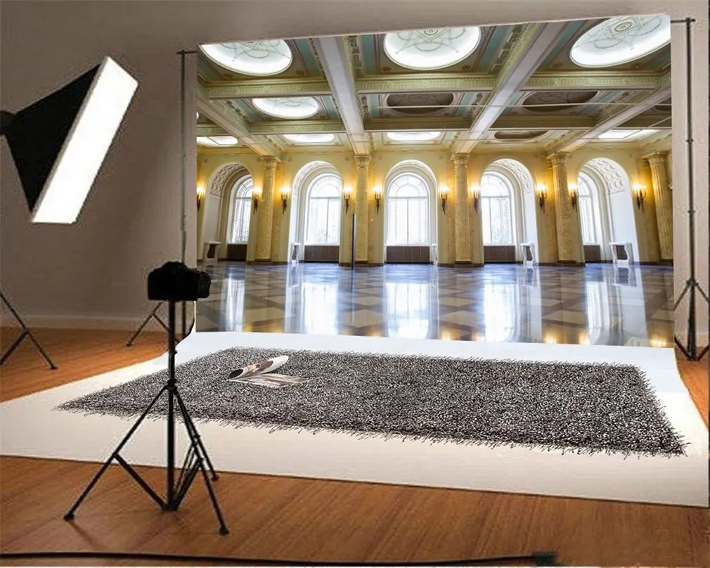 Photography Backdrop Castle Luxury Palace Droplight Lantern Arch Door French Sash Marble Floor Interior Photo Background | Электроника