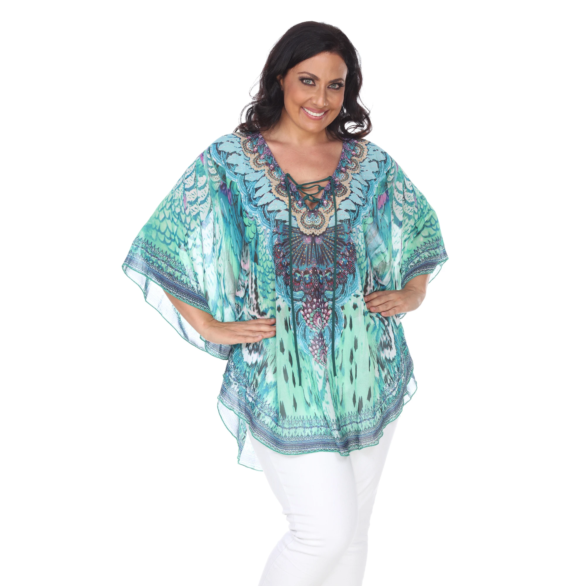 Plus Size Tamati Top - Aqua