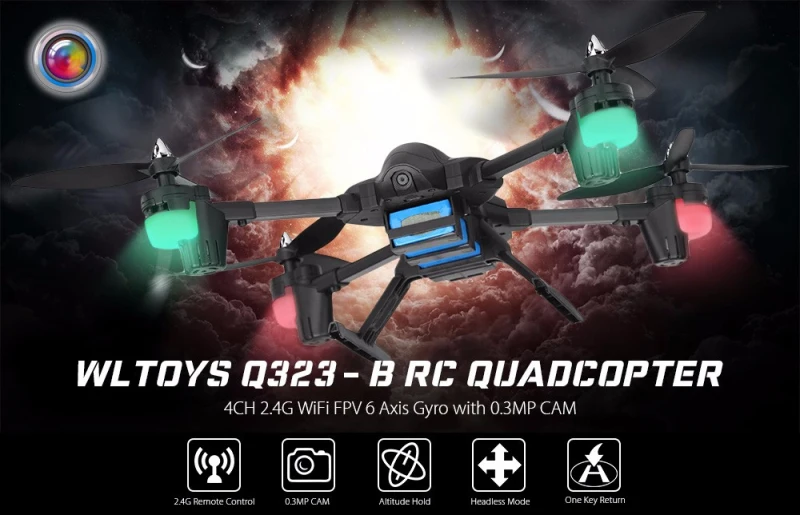 

WiFi FPV rc drone Q323 with 0.3MP CAM or 2.0MP RC Drone 2.4G 4CH 6 Axis Gyro Altitude Hold RC Quadcopter RTF remote control toy