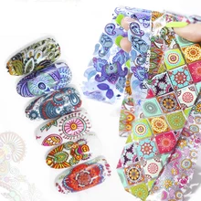 10 pièces À Ongles Coloré Feuilles De Feuilles Holographiques Ensemble Fleur Étoilée Papier Transfert Tours Complets Manucure Charme Autocollant(China)