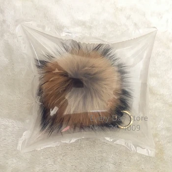 

Luxury 15cm Fluffy Raccoon Fur Ball Keychain Real Fur Key Chains Fur Pompom Keychain Pompon Keyring Charm Women Bag Pendant