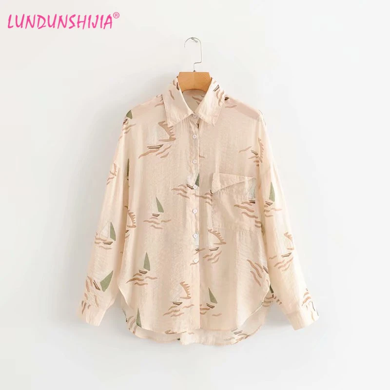 LUNDUNSHIJIA Tropical Sailboat Printed Cotton Women Blouse Fashion Loose Long Sleeve Blouse 2019 Summer Autumn Women Shirts Tops
LUNDUNSHIJIA Tropical Sailboat Printed Cotton Women Blouse Fashion Loose Long Sleeve Blouse 2019 Summer Autumn Women Shirts Tops