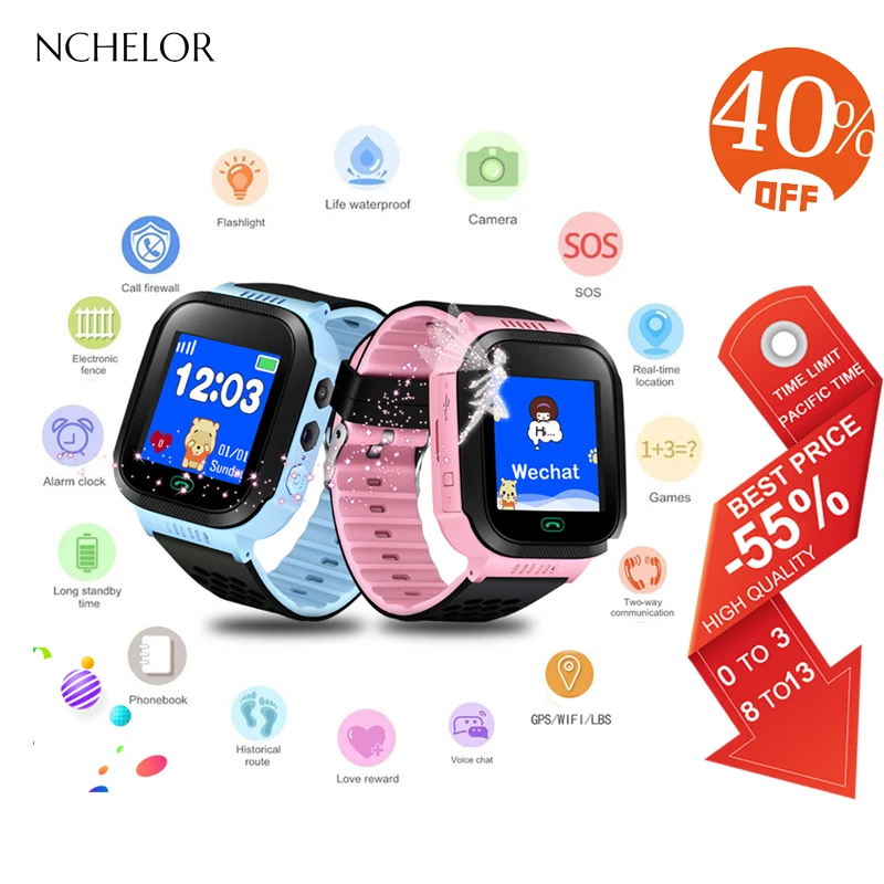 

2018 New Kids Smart Watch 1.44" Color Touch Screen GPS Mobile Phone Monitoring Positioning SOS Security Call Children Smartwatch