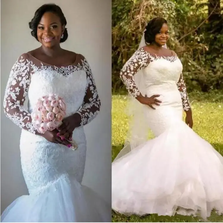 Mermaid Long Sleeve Lace Beading Vintage Sexy Plus Size Wedding Dresses 2018 New Fashion Wedding Gowns Custom Made
Mermaid Long Sleeve Lace Beading Vintage Sexy Plus Size Wedding Dresses 2018 New Fashion Wedding Gowns Custom Made