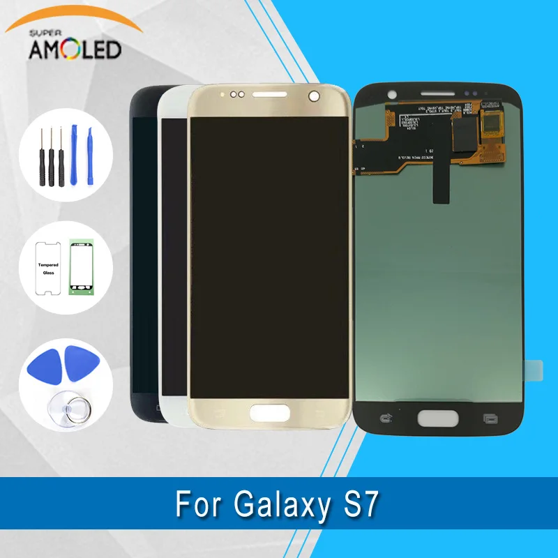 For Samsung Galaxy S7 LCD Display+Tools +Tempered Glass Touch Screen Assembly Repair Parts 5.1 inch Black/White/Gold
For Samsung Galaxy S7 LCD Display+Tools +Tempered Glass Touch Screen Assembly Repair Parts 5.1 inch Black/White/Gold