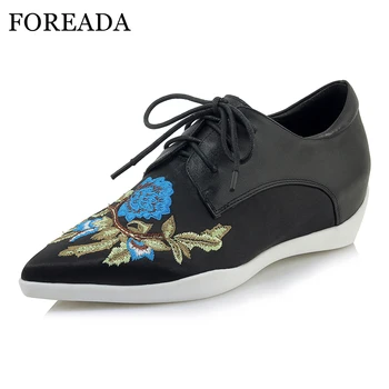 FOREADA High Heels Women Shoes Natural Cow Leather Wedges Heels Shoes Genuine Leather Flower Pointed Toe Pumps Spring Size 34-40
FOREADA High Heels Women Shoes Natural Cow Leather Wedges Heels Shoes Genuine Leather Flower Pointed Toe Pumps Spring Size 34-40