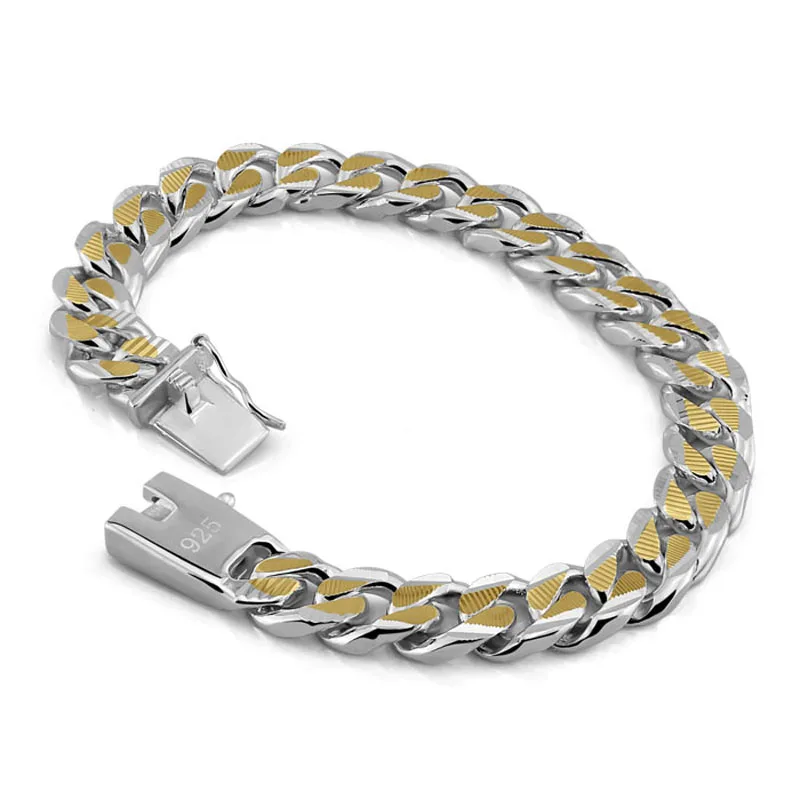 Fashion personality men gentleman 10MM 21cm bracelet 100% 925 sterling silver / Gold bracelet wholesale man silver jewelry
Fashion personality men gentleman 10MM 21cm bracelet 100% 925 sterling silver / Gold bracelet wholesale man silver jewelry