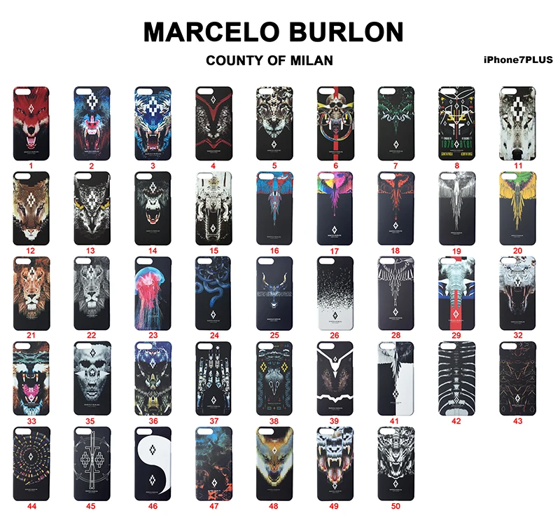 TOP cell phone cover Case Marcelo Burlon for iphone 7 7plus plus PC 4.7" 5.5" shell Protector skin back Mobile Phone Bag Skull
TOP cell phone cover Case Marcelo Burlon for iphone 7 7plus plus PC 4.7" 5.5" shell Protector skin back Mobile Phone Bag Skull