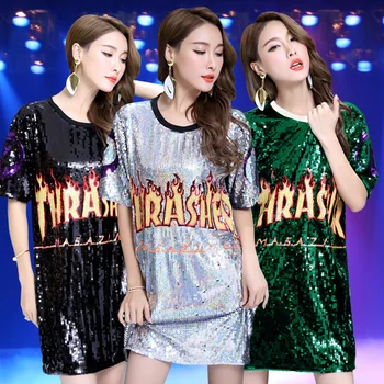 Loose Large Size Sequins Women'S T-Shirt Jazz Dance Costumes Hip Hop Tops Sexy Nightclub Dress Singer DJ Stage Show Wear DN2068
Loose Large Size Sequins Women'S T-Shirt Jazz Dance Costumes Hip Hop Tops Sexy Nightclub Dress Singer DJ Stage Show Wear DN2068